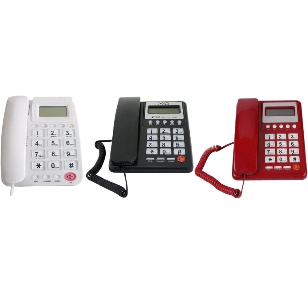 Trade Shop - Telefono Fisso Con Tasti Grandi Per Casa Hotel Display Calcolatrice Fo-85011 Cid -