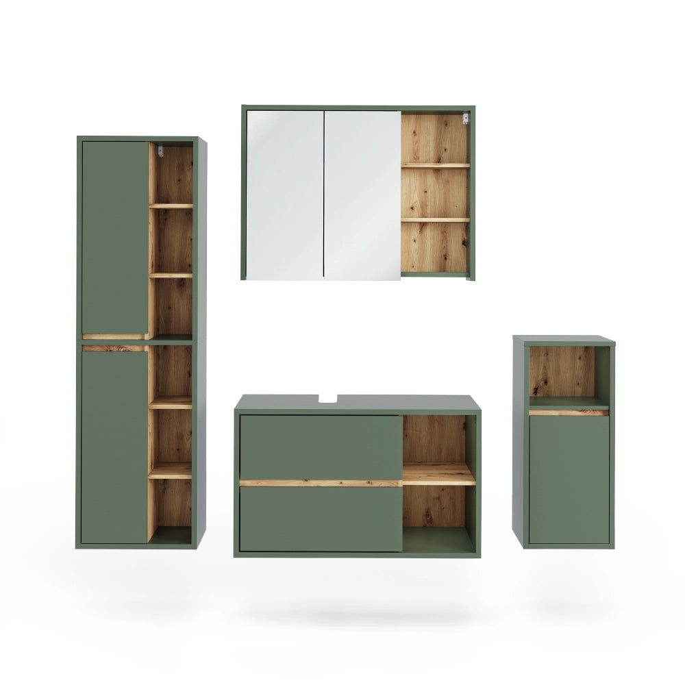 Vicco Set di mobili da bagno Verde/Artigianale 4 parti