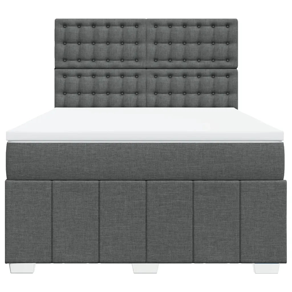 Giroletto a Molle con Materasso Grigio Scuro 140x190 cm Tessuto