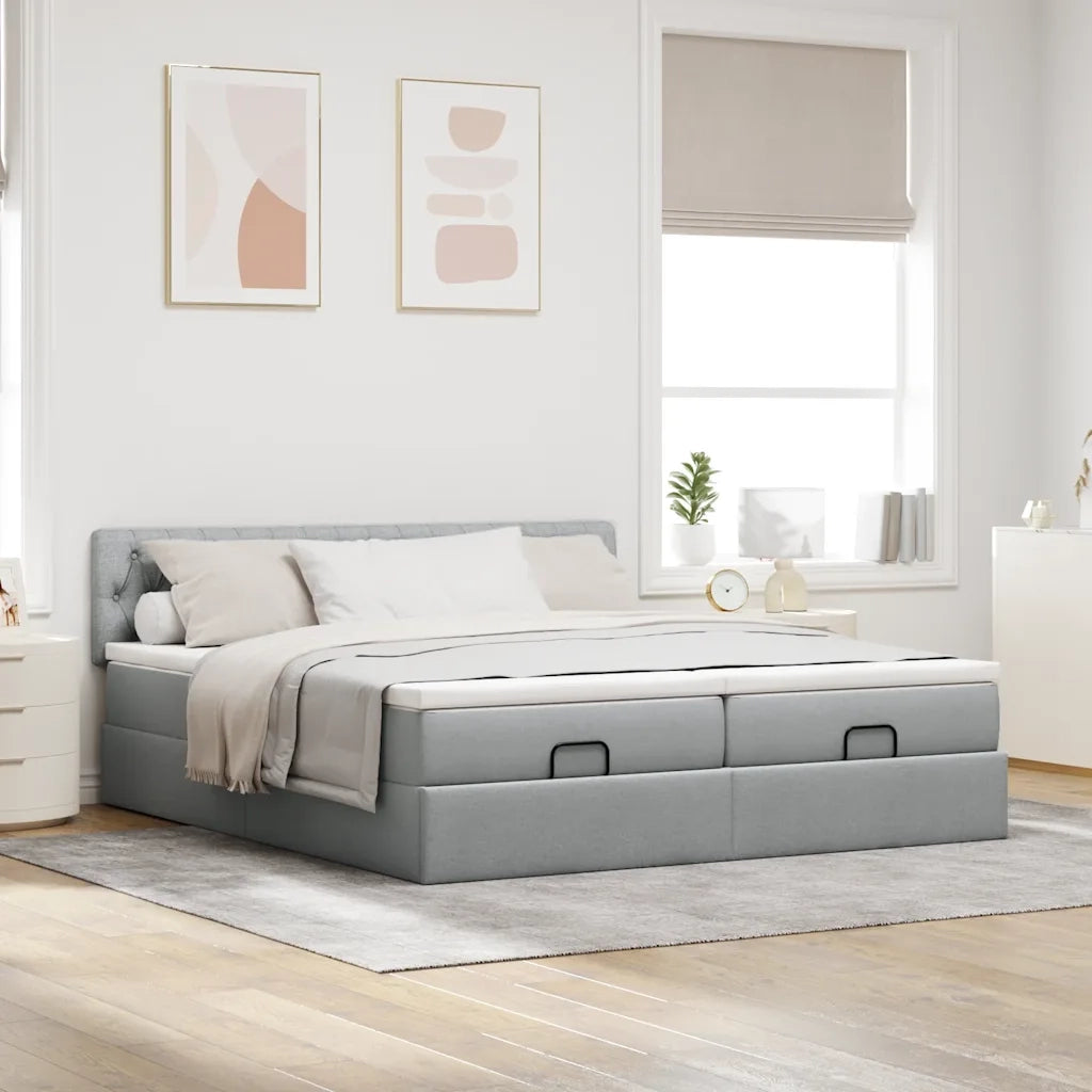 Struttura Letto Pouf con Materassi 200x200 cm in Tessuto 3312022