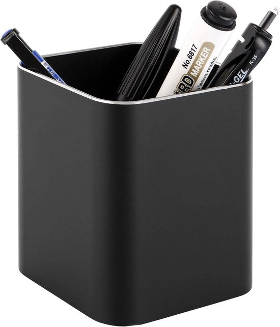 Pen holder unifile per scrivania - 8 x 9,5 cm pen holder nero - pen holder metallico per ufficio, scuola e casa