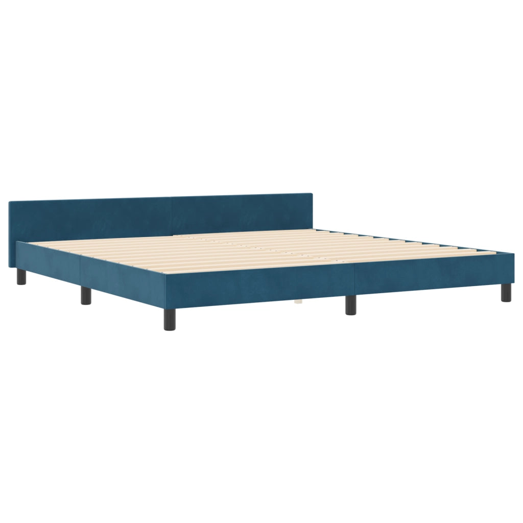 Letto Blu Scuro 200x200 cm in Velluto