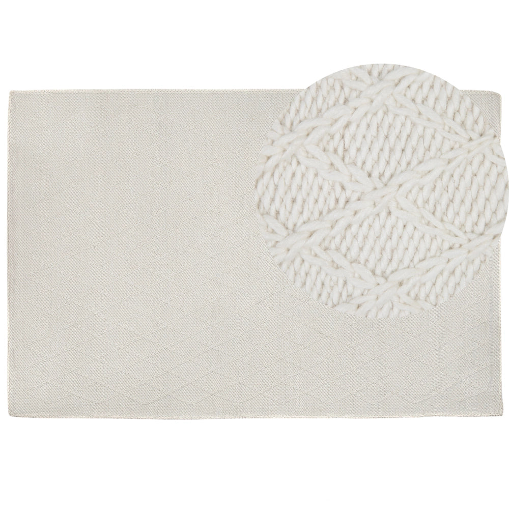 Tappeto tappetino Lana Bianco sporco con viscosa 160 x 230 cm Tappeto rettangolare intrecciato a mano