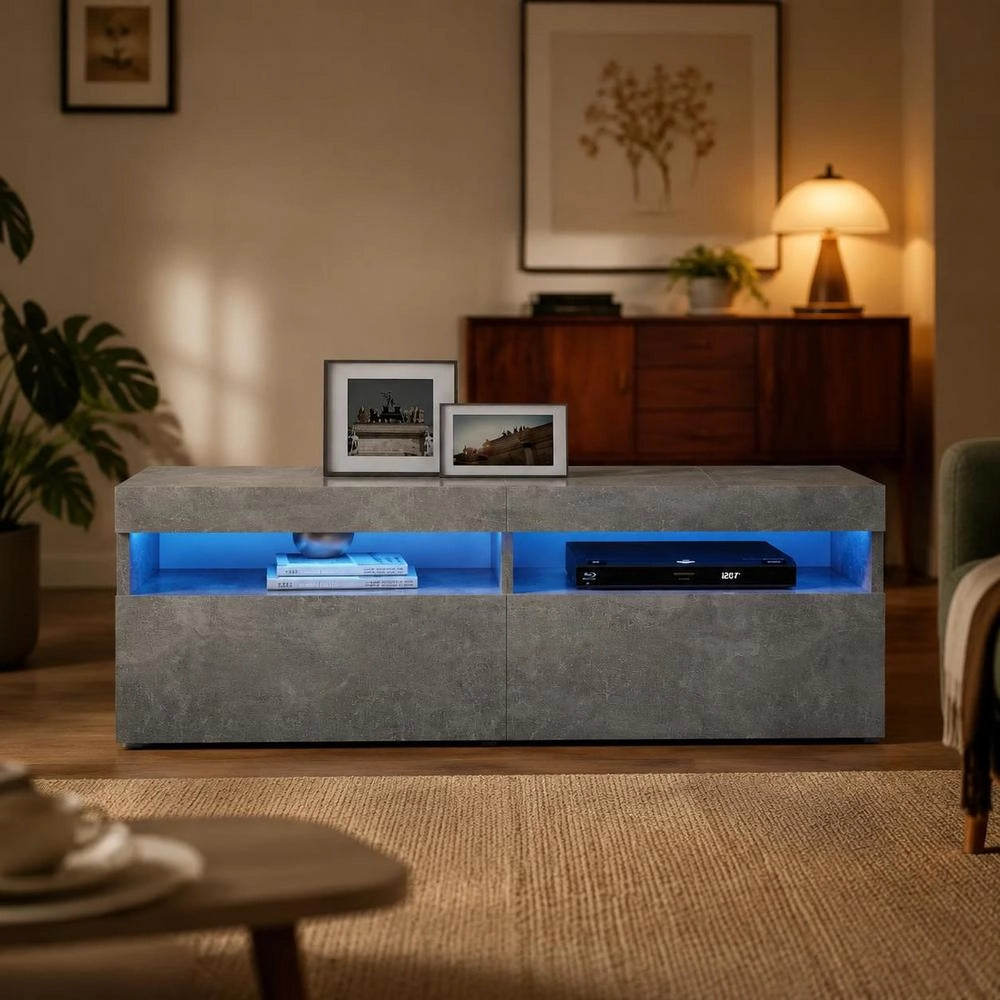 TV Cabinet With LED Lighting, Concrete Grey, 120 X 35 X 40 Cm