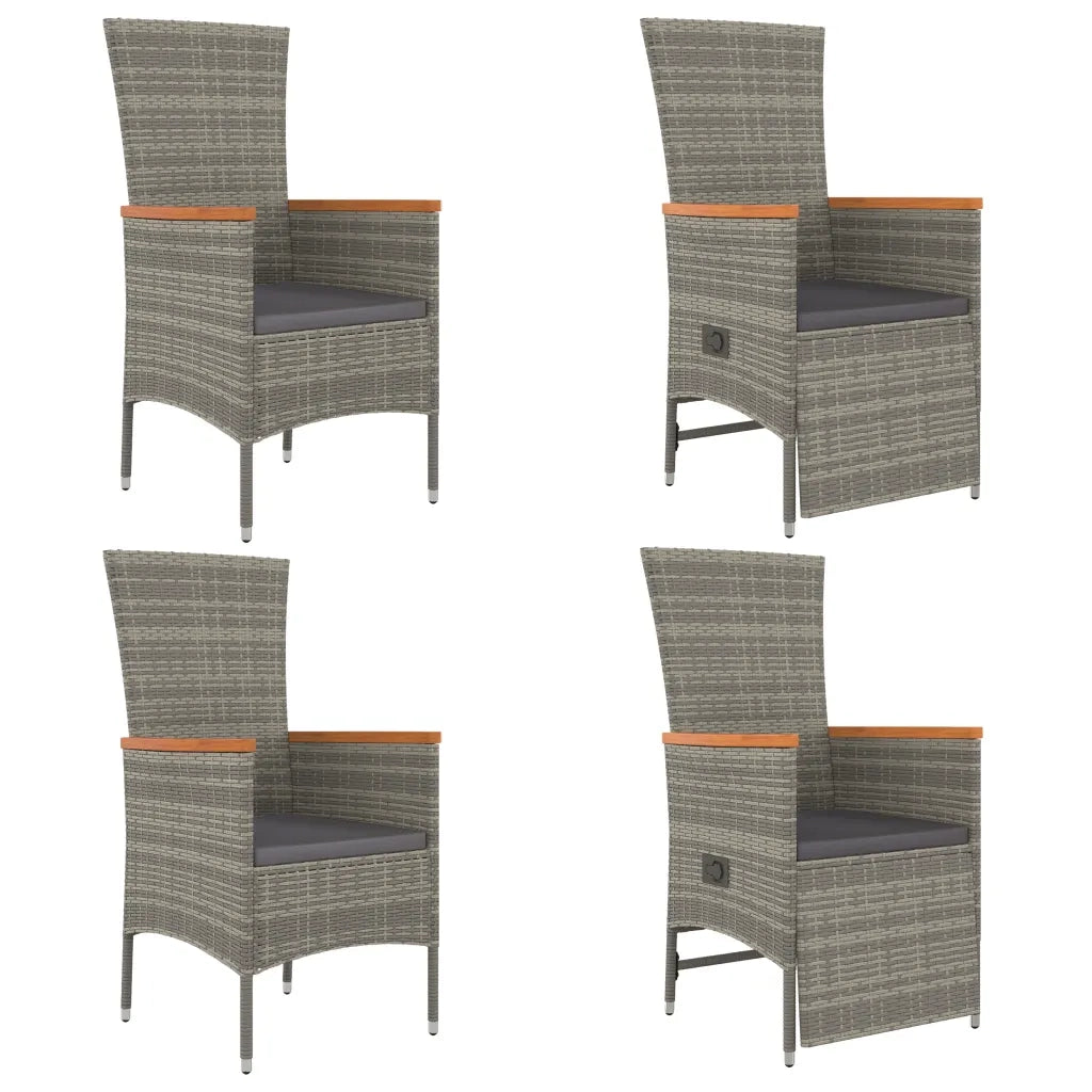 Set da Pranzo da Giardino 5 pz con Cuscini in Polyrattan Grigio 3157537