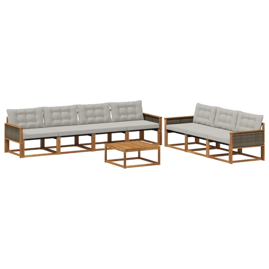 Set di divani da esterno 8 pcs Naturale e Grigio Chiaro 3381291