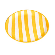 Set 2 Piatti Piani Righe Artigianali in Ceramica Diametro 28 cm Made in Italy Design Moderno Colore Giallo per Servizio Tavola Elegante e Raffinato