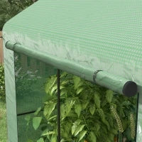 Serra a Casetta a 2 Sezioni con Porta e Finestre Avvolgibili, in Acciaio e PE, 200x140x200 cm, Verde