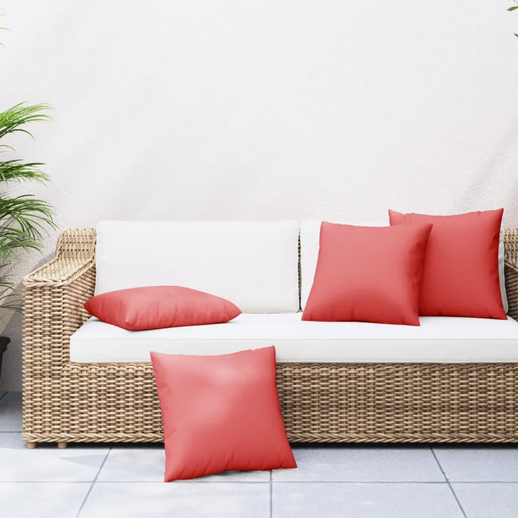 Cuscini per Divano 4 pz-Set di 4 Cuscini per Sofa Rossi 50x50 cm in Tessuto