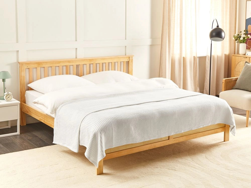 Copriletto in cotone beige chiaro 220 x 200 cm con motivo a tinta unita Decorativo Copriletto Camera da letto