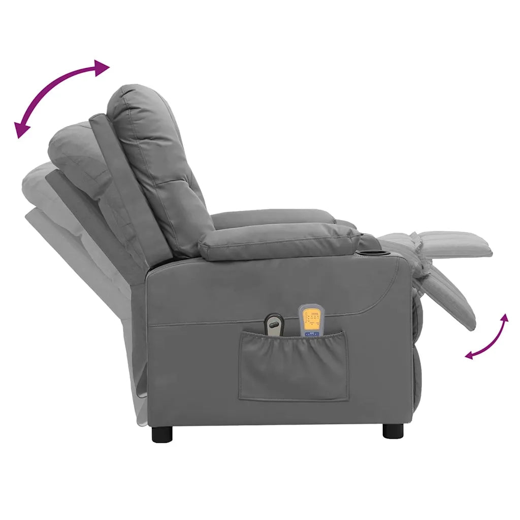 Divano Sedia-Poltrona Massaggiante Elettrica Grigio Similpelle 408864