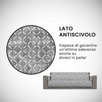 Copridivano con Copri Braccioli Seduta 60 cm in Poliestere e Cotone Grigio Scuro