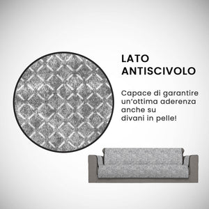 Copridivano con Copri Braccioli Seduta 60 cm in Poliestere e Cotone Grigio Scuro