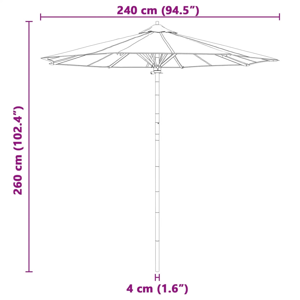 Ombrello da giardino-Ombrellone da spiaggia Bianco Crema ? 240 x 260 cm Bamb¨´