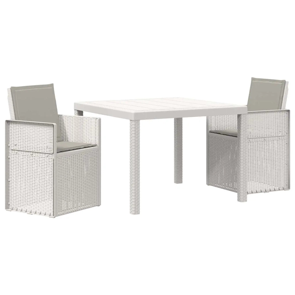 Set da Pranzo per Giardino 3 pcs Bianco e Grigio Chiaro PP 3430050