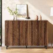Credenza con 3 ante e ripiani regolabili in MDF e PB, frontale a rilievo ad arco, color noce 120 × 37 × 80 cm