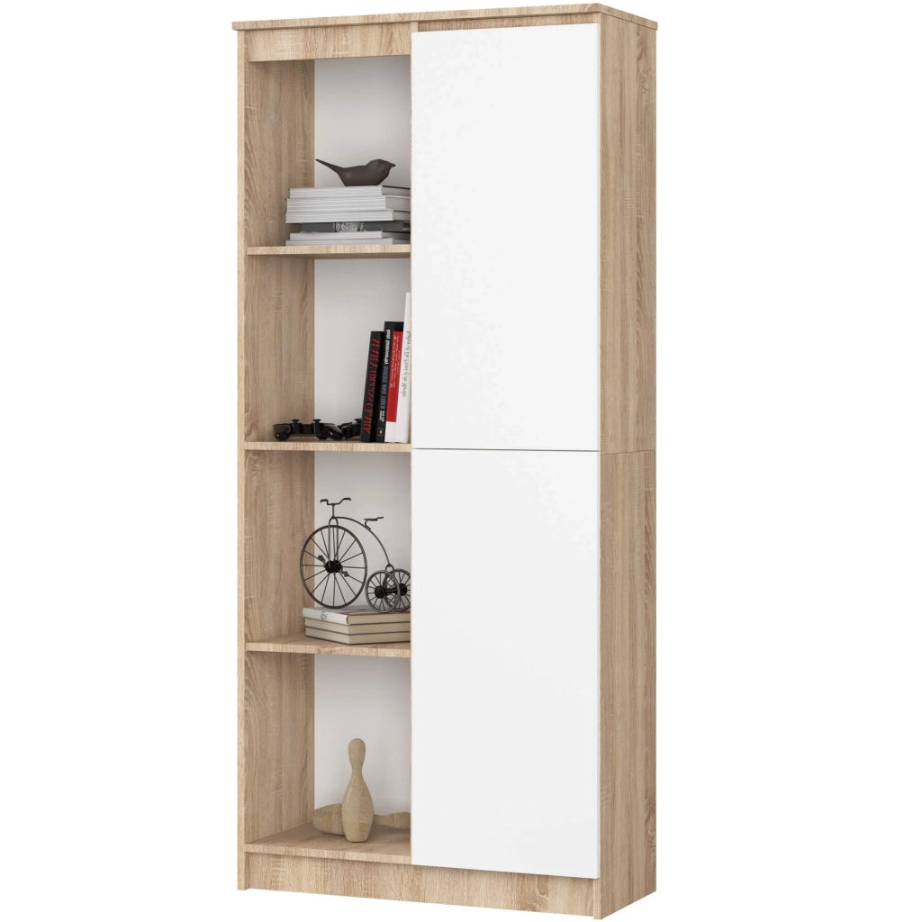 Armadio da ufficio AKORD R80 Sonoma Quercia 80 cm 1 anta inserto frontale Bianco 80x35x180 cm