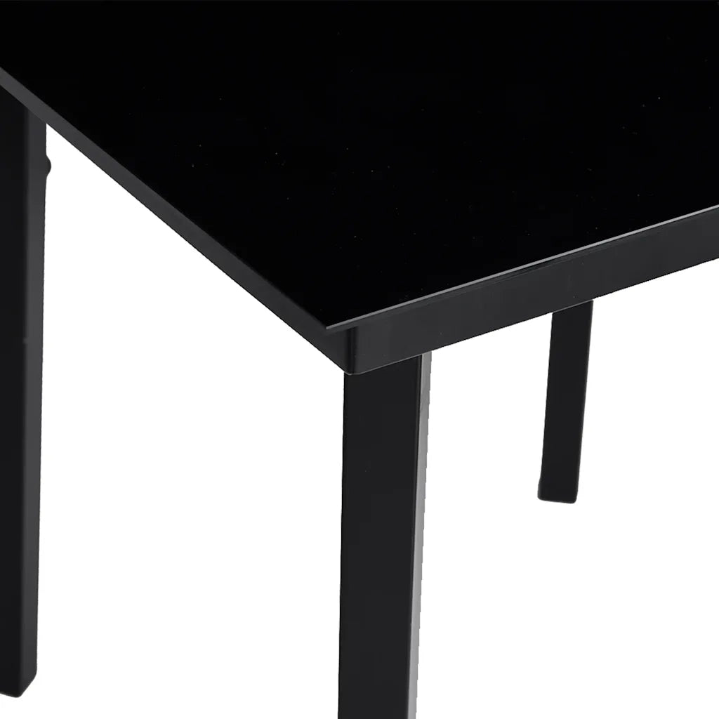 Set Mobili da Pranzo per Giardino 5 pz Nero Polyrattan Vetro