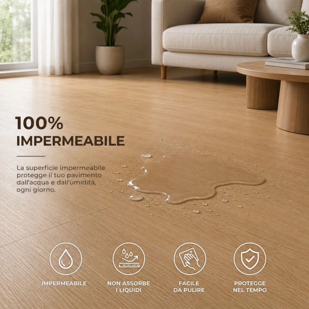 1 x 15 m (15 m²) Pavimento Vinilico a Rotolo Effetto Legno Frassino Dorato – Spessore 2 mm con Feltro Fonoassorbente