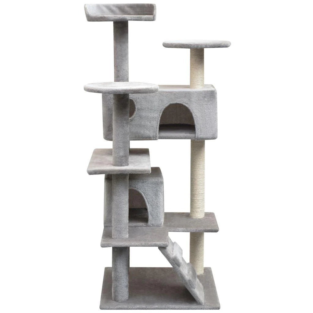 Tiragraffi albero per gatti cuccia per gatti giocattolo peluche sisal 125 cm grigio 3702272