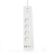Striscia di alimentazione Wi-Fi Connected 4 uscite 3680W 2m con 4 porte USB Bianco Nedis