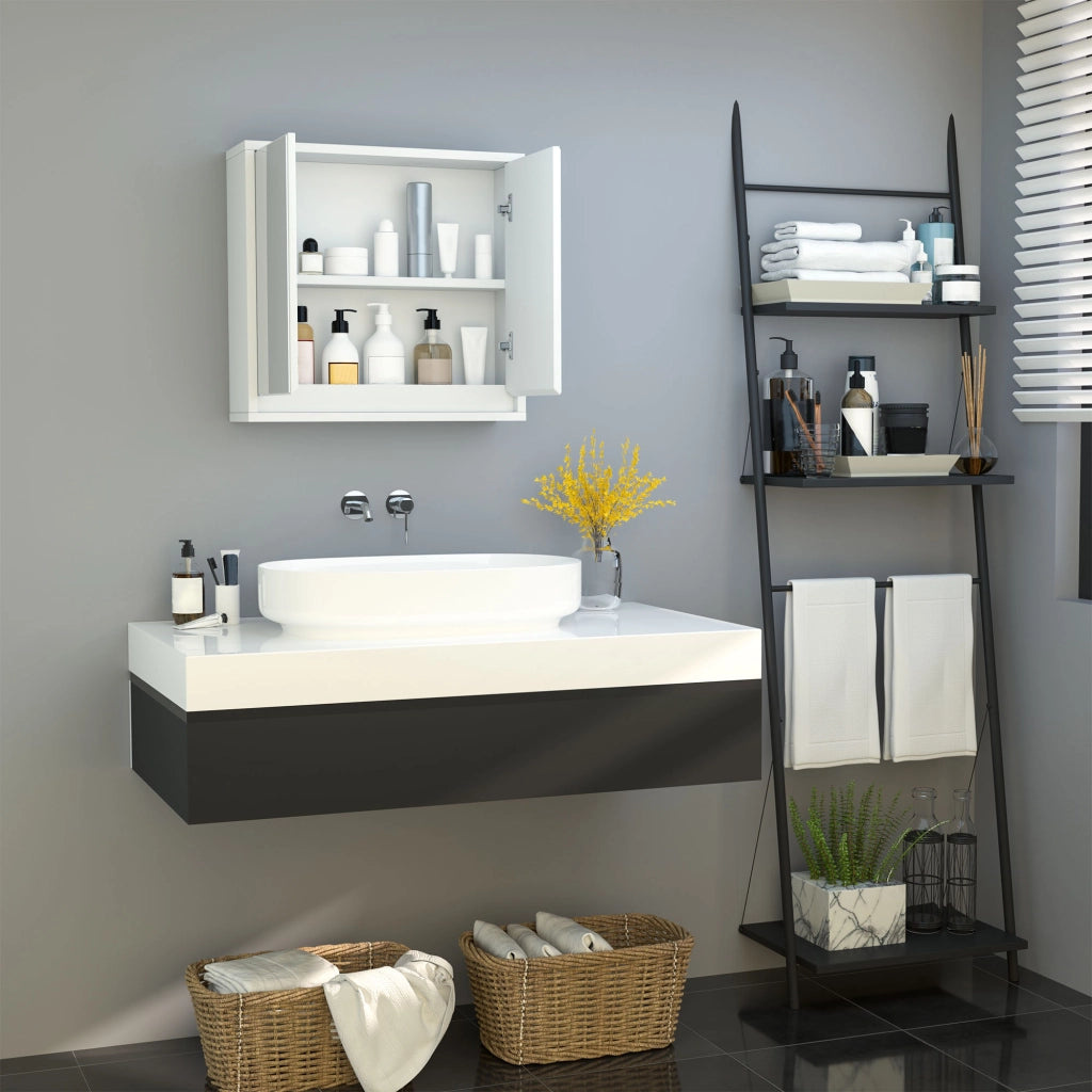 Armadio Bagno con Specchio e Ripiano ¨C Zephmum ¨C Bianco 48x14.5x45 cm