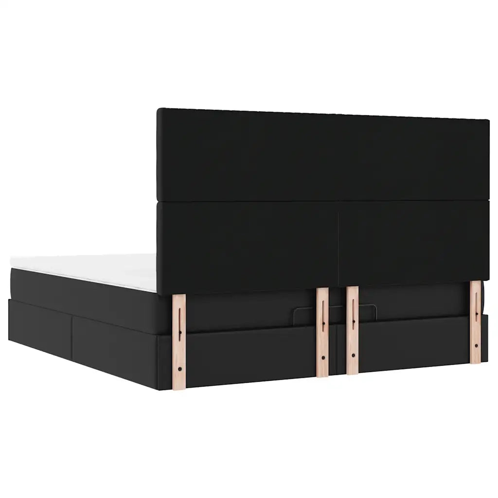 vidaXL Struttura Letto Pouf con Materasso Nero 160x200 cm Similpelle
