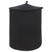 Cestino in tessuto di cotone nero con accessori per la conservazione del coperchio boho