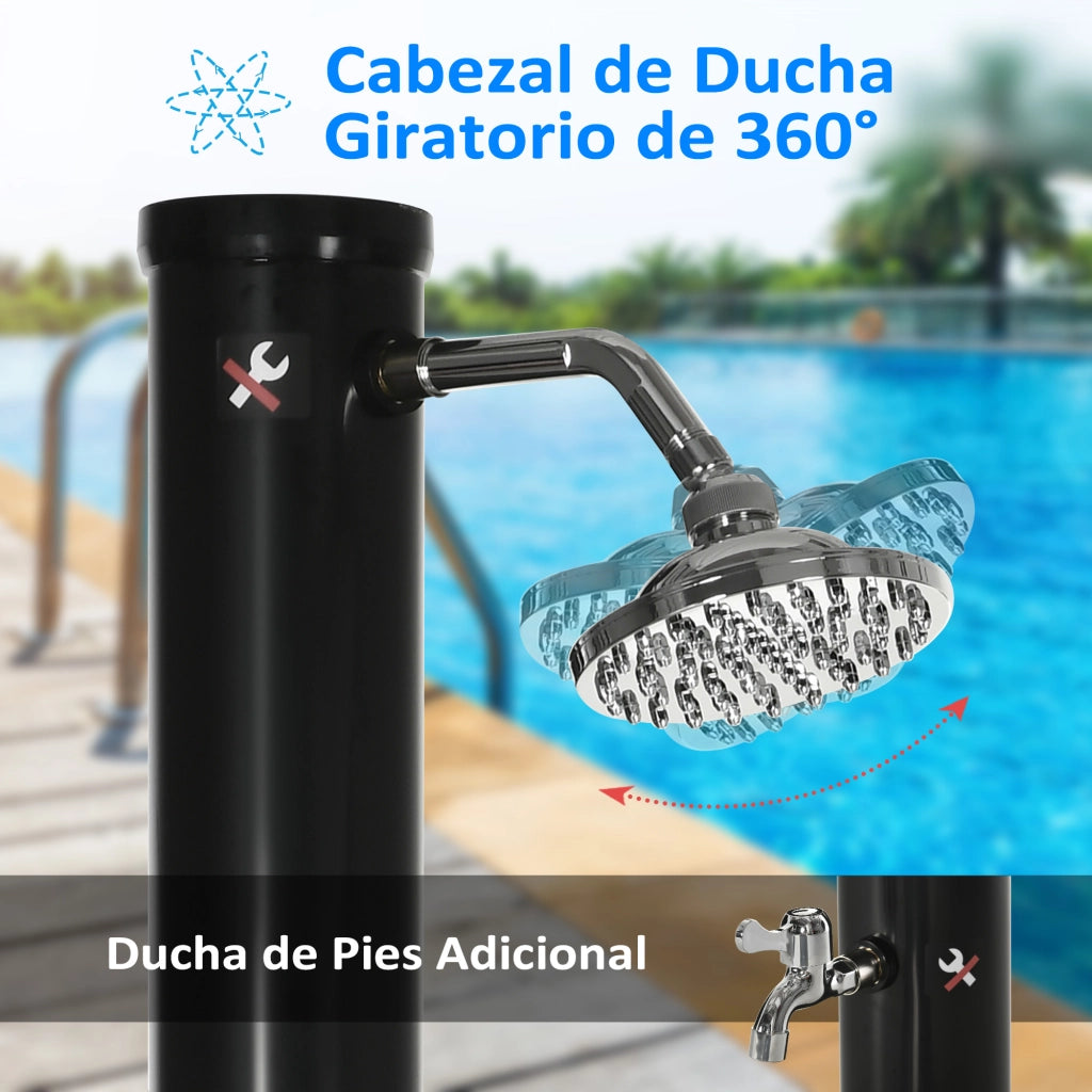Doccia Solare da Giardino 20L ¨C Xylo ¨C Nero 15,5x15,5x222 cm