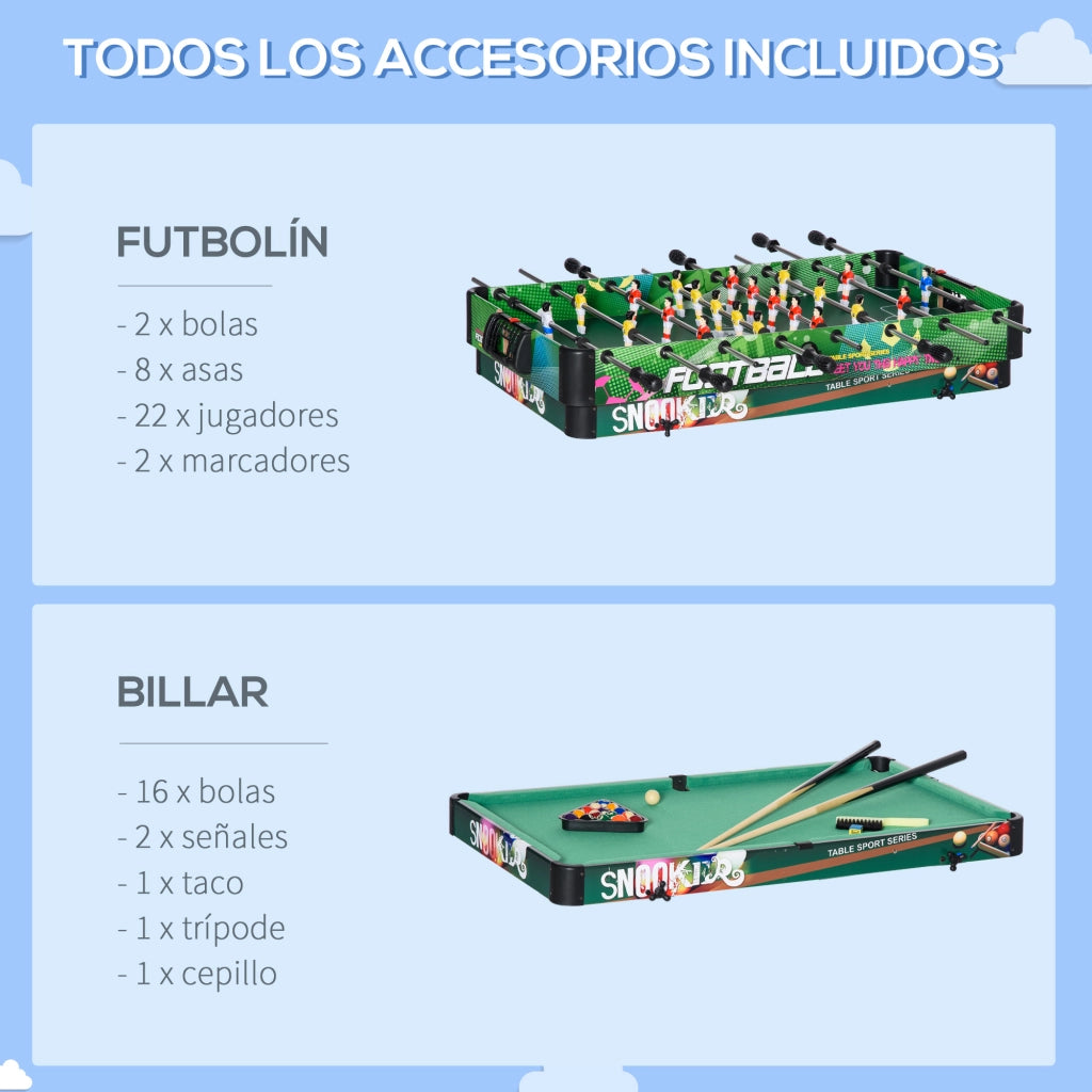 Tavolo Multigioco 6 in 1 Pieghevole per Bambini ¨C Xylo ¨C Biliardo Calcetto Ping-Pong 118x104x71 cm