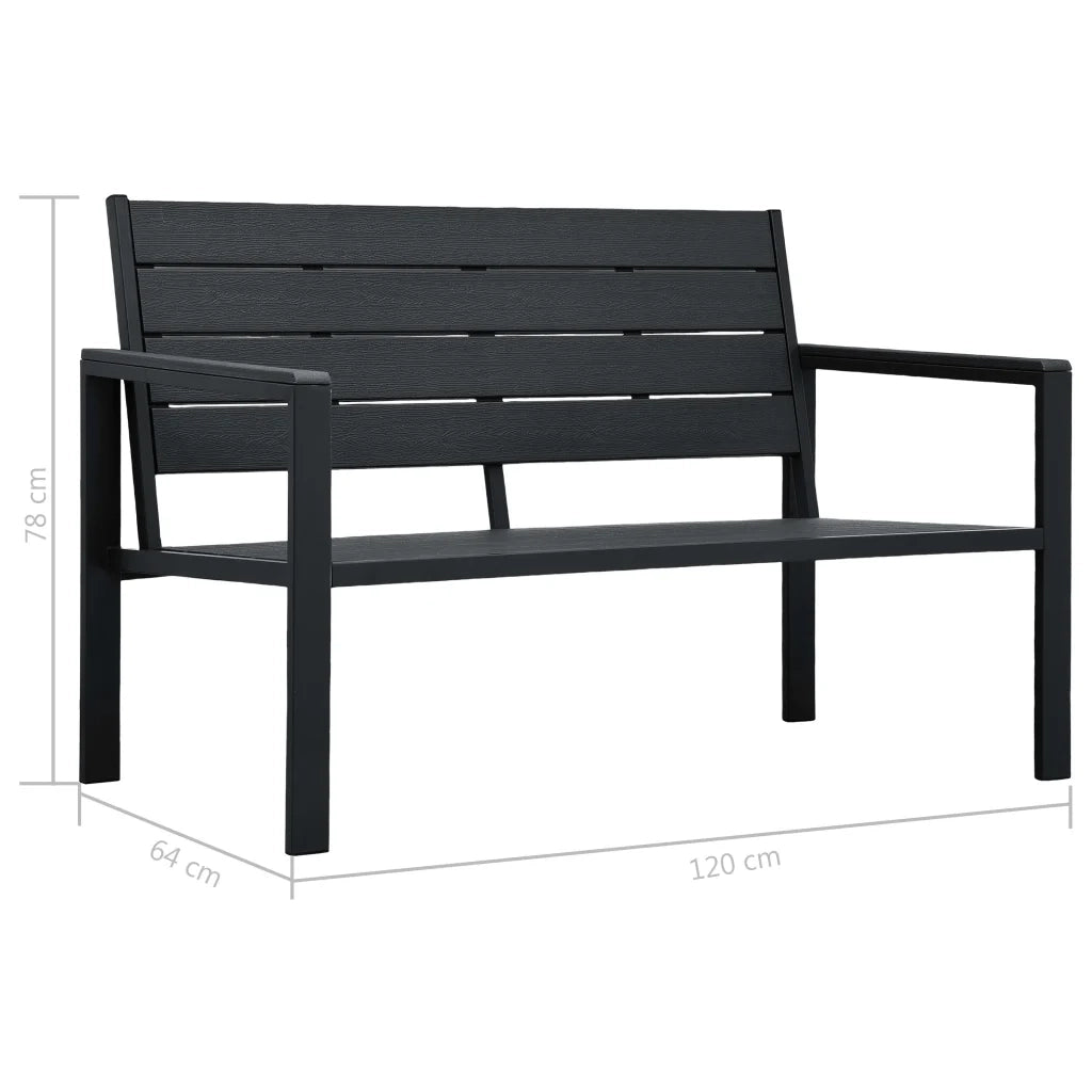Panchina da Giardino 120 cm in HDPE Nera Aspetto Legno