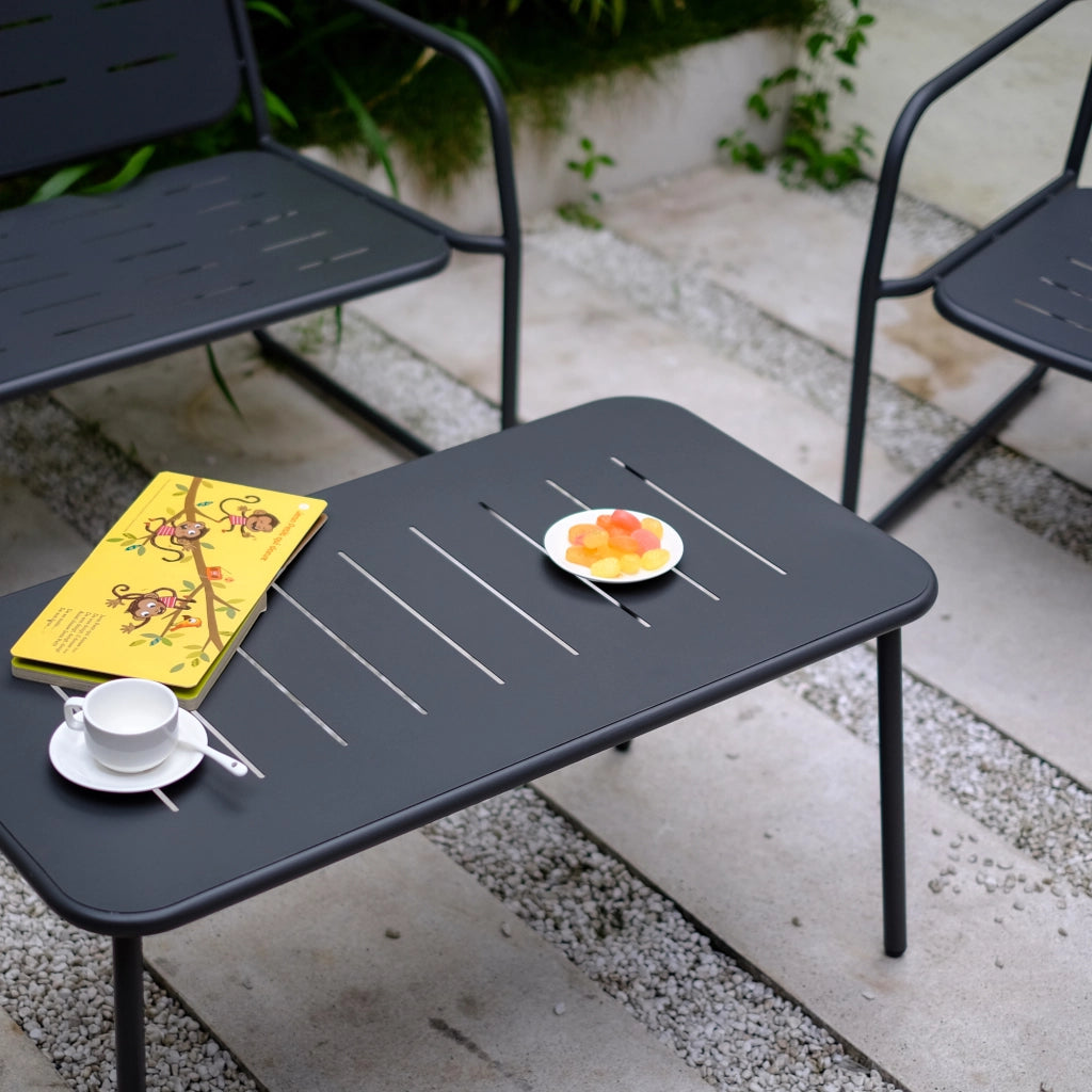 Set Andria di 4 Mobili da Giardino in Acciaio Tavolino Panca e 2 Sedie - Antracite casa.pro