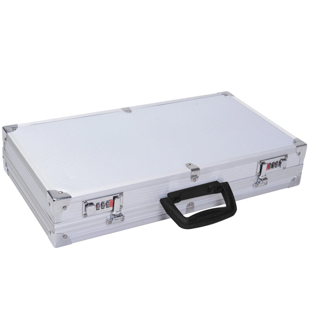 Custodia per armi in alluminio portatile Valigetta porta pistola con 2 serrature 47x25x8,5cm Argento-Deposito utensili Tool