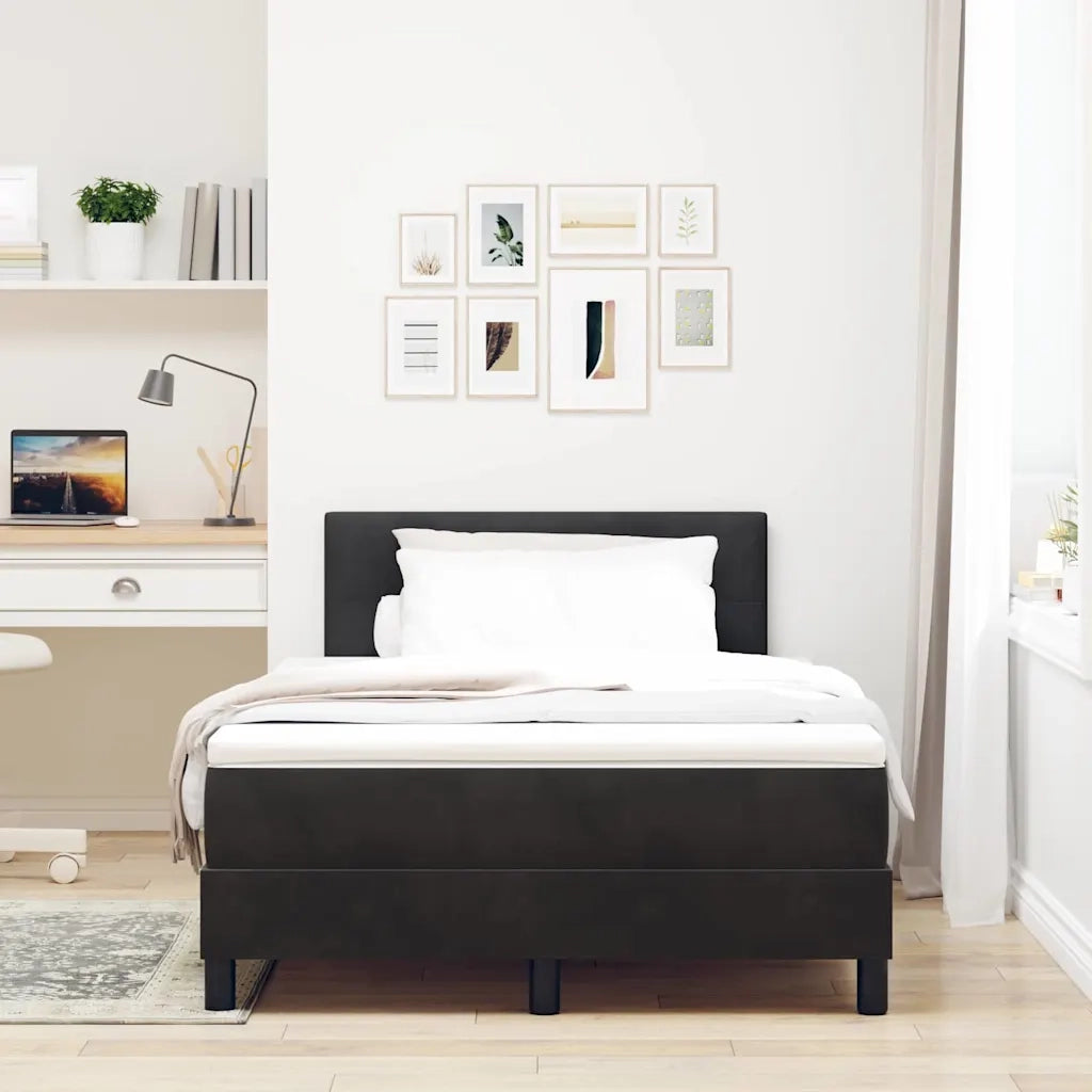 Letto a molle con materasso Nero 120 x 190 cm Velluto 3339160