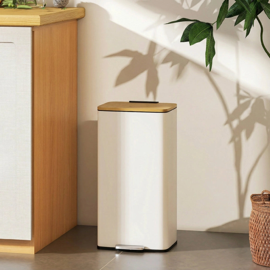 Cestino per Cucina 20L ¨C zephmum ¨C Bianco, Bamb¨´