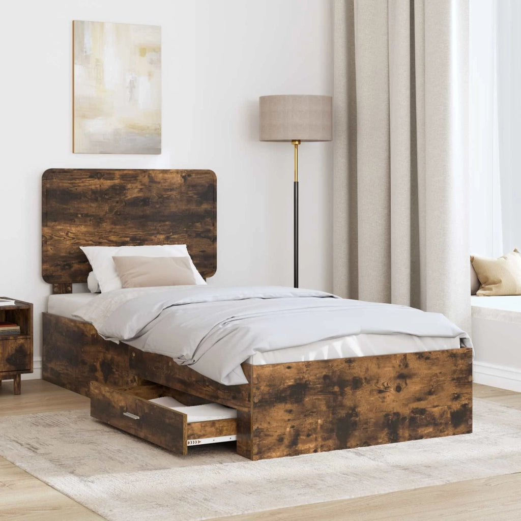 Struttura del letto Rovere fumé 100 x 200 cm Legno multistrato 3412823