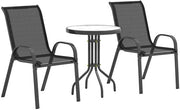 Set di tavoli da giardino - Resistente alle intemperie - Stivabile - Tavolo in vetro - Nero