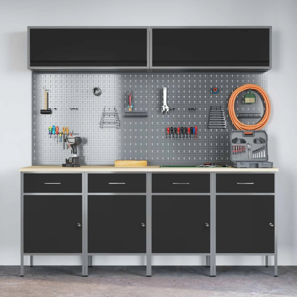 Set di mobili da lavoro con cassetto con blocco 10 pcs Nero 3321486