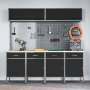 Set di mobili da lavoro con cassetto con blocco 10 pcs Nero 3321486