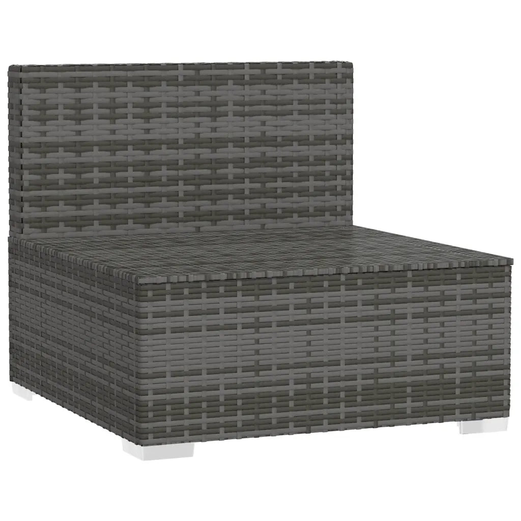 Divano Centrale da Giardino con Cuscini in Polyrattan Grigio 317515
