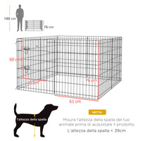 Recinto per Cani e Cuccioli Box per Animali da 8 Pezzi 76 x 61 cm  in Filo di Ferro Nero