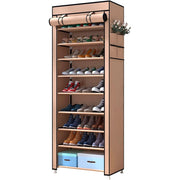 Armadio Scarpiera in tessuto con anta con cerniera 160x60x30 cm (Marrone)