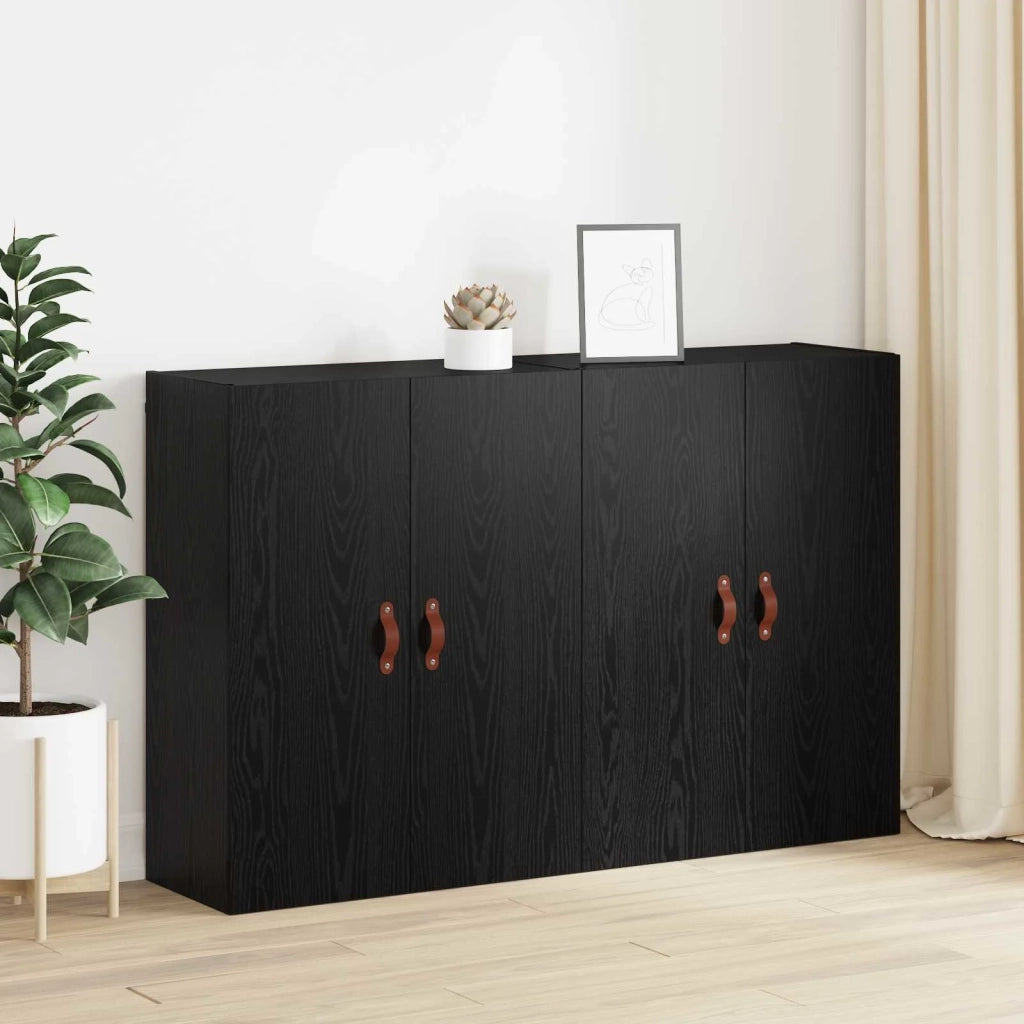 Mobiletto a muro 2 pcs Rovere Nero 69,5 x 34 x 90 cm 3394574