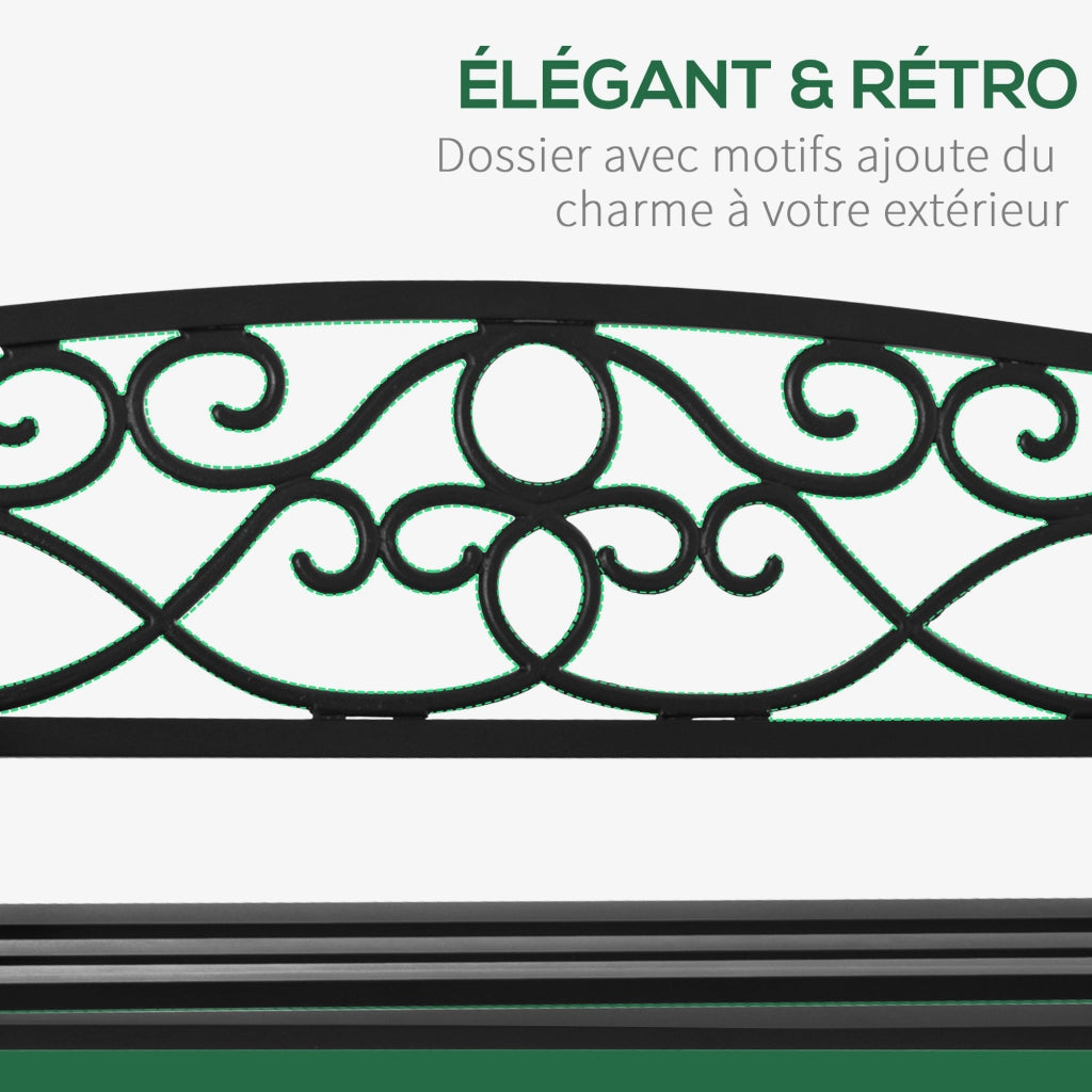 Panchina da giardino 2 posti ¨C Xylo ¨C schienale reclinabile acciaio nero 128x58,5x85 cm