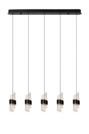 Sospensione LED in vetro nera Kligande 3 luci 7W Lucide