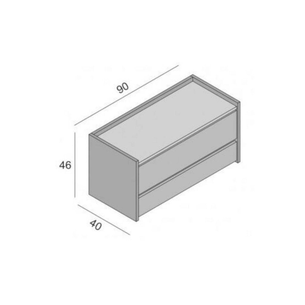 Cassapanca Sogno, Mobile da ingresso moderno con scarpiera, Cassapanca baule con due contenitori, Made in Italy, Cm 90x40h46, Bianco e Cemento