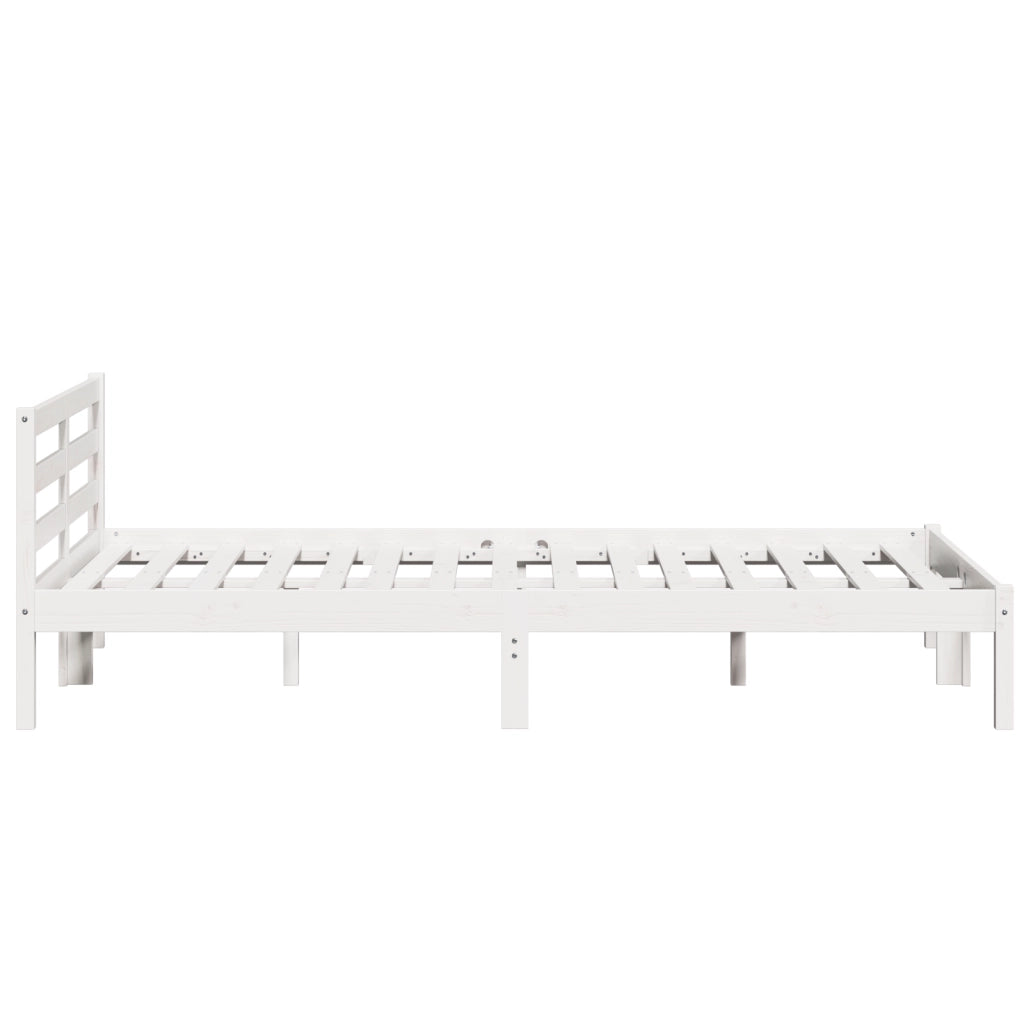 Struttura del letto con testata Bianca 160x220 cm Legno massello di pino