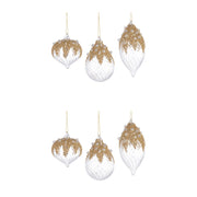 Pendagli di Natale in Vetro Trasparenti con Decorazioni Oro Beautity