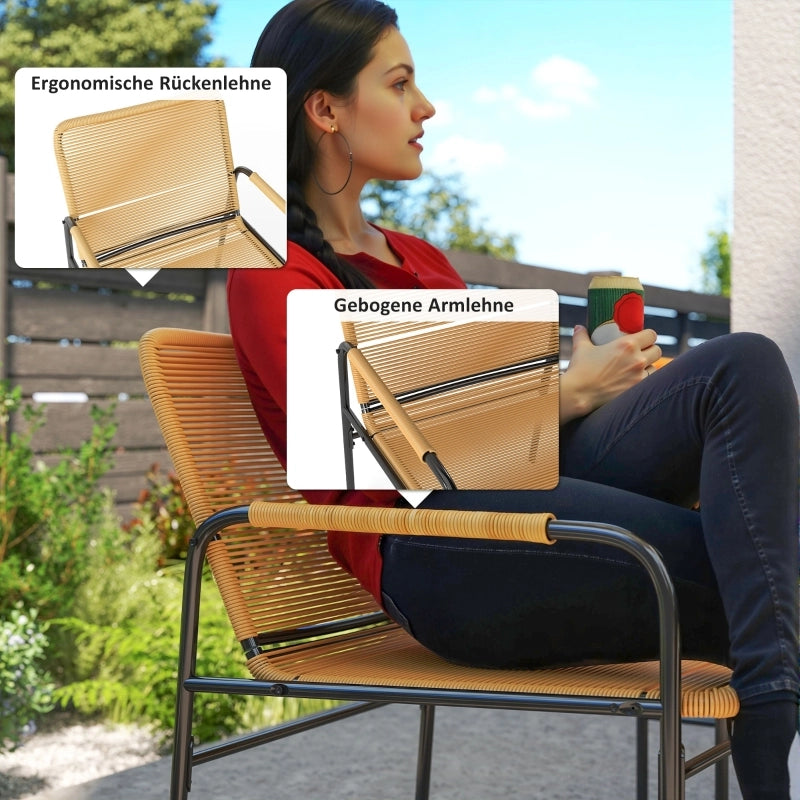 OKWISH Set da Giardino 3 Pezzi, 2 Poltrone e 1 Tavolo da Balcone per Terrazza o Veranda, Acciaio Giallo