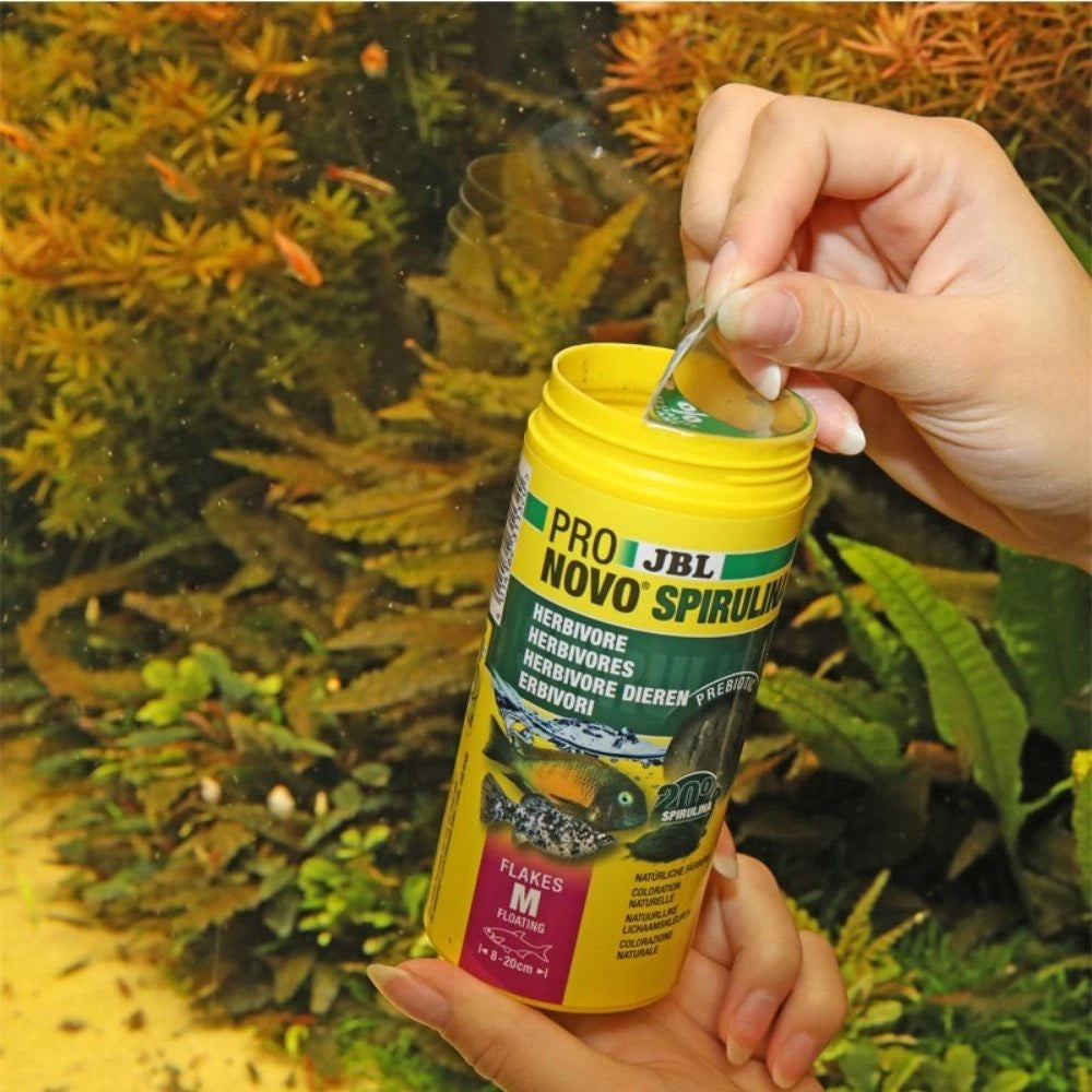 JBL ProNovo Spirulina Flakes M - Mangime in fiocchi a base di spirulina per tutti i pesci da 8 a 20 cm Formato: 250 ml